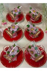 PORSELEN EL DEKOR BOYAMA 6LI ÇAY BARDAĞI TAKIMI