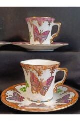 KELEBEK PORSELEN EL BOYAMA KAHVE FİNCAN TAKIMI