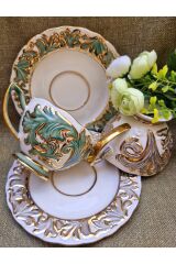 Süliman Porselen El Boyama 2li Kahve Fincan Takımı