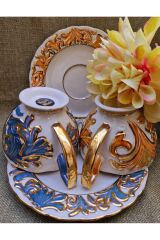 Süliman Porselen El Boyama 2li Çay Fincan Takımı