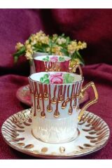 PORSELEN EL DEKOR BOYAMA 2Lİ KAHVE FİNCANI