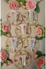 LİLİ PORSELEN EL DEKOR BOYAMA KAHVE FİNCAN TAKIMI