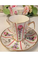 LİLİ PORSELEN EL DEKOR BOYAMA 2Lİ KAHVE FİNCAN TAKIMI