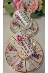 LİLİ PORSELEN EL DEKOR BOYAMA 2Lİ KAHVE FİNCAN TAKIMI