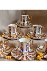 LİNE PORSELEN EL DEKOR BOYAMA FİNCAN TAKIMI