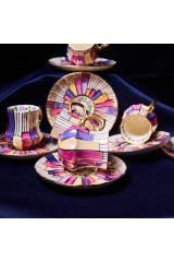 Basamak Porselen El Boyama 6lı Kahve Fincan Takımı