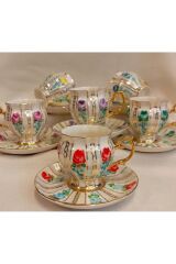 MELİSTAN PORSELEN EL BOYAMA KAHVE FİNCAN TAKIMI