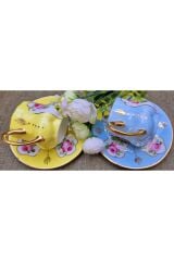 Saray Mini Porselen El Boyama 2li Kahve Fincan Takımı