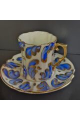 Porselen El Boyaması Pat Ikili Fincan Seti