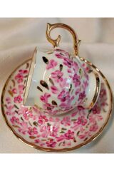 PERVİZ KARÇİÇEK PORSELEN EL BOYAMA KAHVE FİNCAN TAKIMI