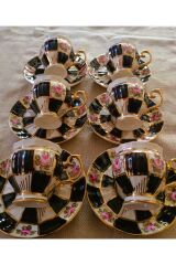 PERVİZ PORSELEN EL BOYAMA KAHVE FİNCAN TAKIMI