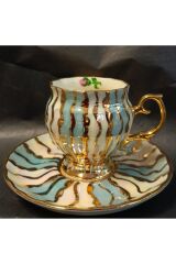 PERVİZ PORSELEN EL BOYAMA 6LI KAHVE FİNCAN TAKIMI