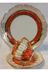 PORSELEN EL BOYAMA TEK KİŞİLİK PASTA KAHVE TABAĞI TAKIMI