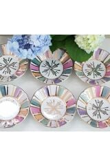 Porselen El Boyaması Readuga 6 Lı Çay Tabağı Seti