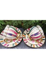 Pervize Raduga Porselen El Boyama 2li Kahve Fincan Takımı