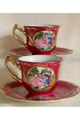 RESİM MANZARA PORSELEN EL BOYAMA 2Lİ KAHVE FİNCAN TAKIMI (İADESİ YOKTUR)