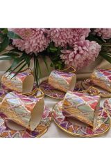 Porselen El Boyaması Roda Altı Kişilik Kahve Takımı