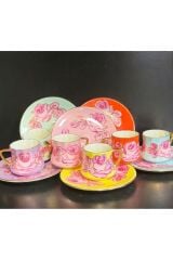 Porselen El Boyaması 6 Lı Fincan Takımı