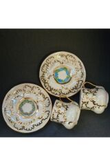 SARAY İKİLİ PORSELEN EL DEKOR KAHVE FİNCANI