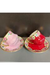 Saray Porselen El Boyama 2li Kahve Fincan Takımı