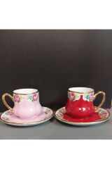 Saray Porselen El Boyama 2li Kahve Fincan Takımı