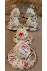 SERENA PORSELEN EL BOYAMA KAHVE FİNCAN TAKIMI