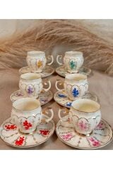 SERENA PORSELEN EL BOYAMA KAHVE FİNCAN TAKIMI