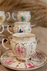 SERENA PORSELEN EL BOYAMA KAHVE FİNCAN TAKIMI