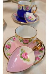 SARAY PORSELEN EL BOYAMA KAHVE FİNCAN TAKIMI VE LOKUMLUK SETİ