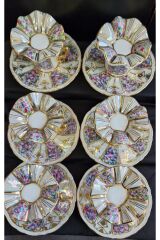 SİLVER GOLD PORSELEN EL DEKOR BOYAMA FİNCAN TAKIMI VE LOKUMLUK