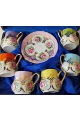 Porselen El Boyama Kahve Fincan Takımı