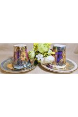 Dubai Tria Porselen El Boyama 2li Kahve Fincan Takımı