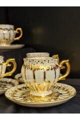 VALEKO PORSELEN EL DEKOR BOYAMA KAHVE FİNCAN TAKIMI