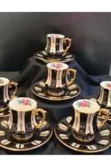 WHİTEBLACK PORSELEN EL DEKOR BOYAMA FİNCAN TAKIMI