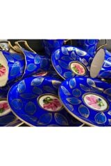 Porselen el boyama Badem 6 KİŞİLİK KAHVE FİNCAN TAKIMI