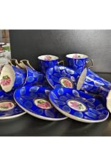 Porselen el boyama Badem 6 KİŞİLİK KAHVE FİNCAN TAKIMI