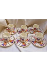 ÇİÇEĞİM PORSELEN EL BOYAMA KAHVE FİNCAN TAKIMI