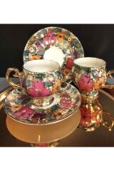 Çiçek Porselen El Boyama 2li Kahve Fincan Takımı