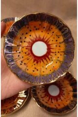 İKİNCİ KALİTE PORSELEN EL BOYAMA 6LI ÇAY TABAĞI (İADESİ YOKTUR)