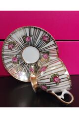 PORSELEN EL BOYAMA KAHVE FİNCAN TAKIMI İKİ KİŞİLİK