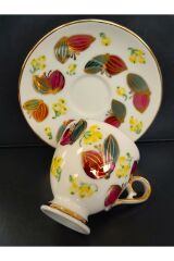 İpek Porselen El Boyama 2li Kahve Fincan Takımı