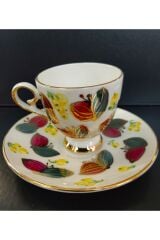 İpek Porselen El Boyama 2li Kahve Fincan Takımı