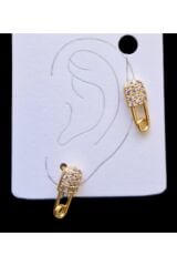 Takı Pirinç Üzerine 14 Ayar Altın Kaplama Iğne Figürlü Tragus Piercing Gold - 8