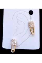 Takı Pirinç Üzerine 14 Ayar Altın Kaplama Iğne Figürlü Tragus Piercing Gold - 8